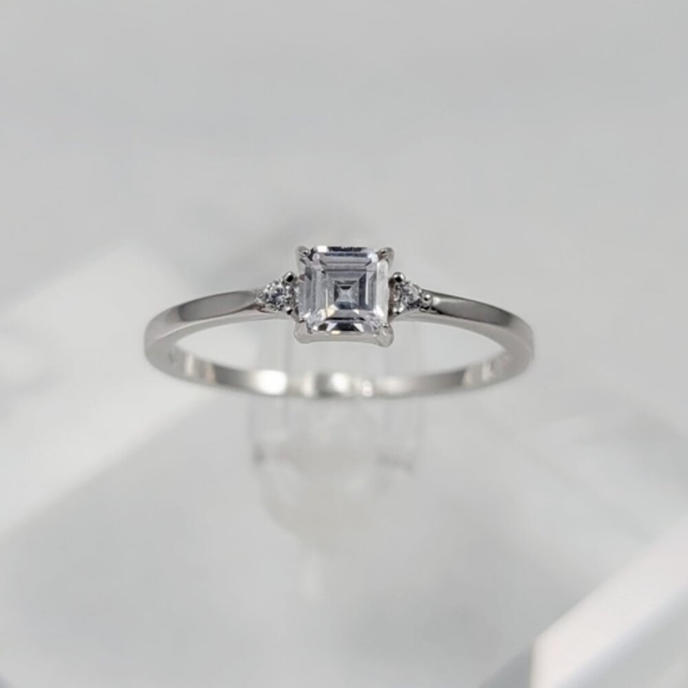 Sterling Silver Dainty Princess Cut Ring